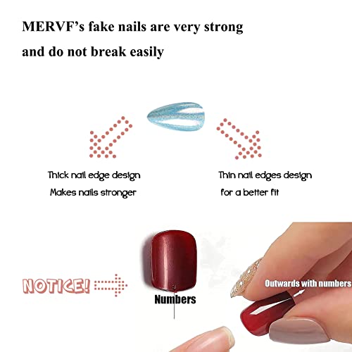 Mervf Almond Press On Nails Medium Fake Nails Blue Stiletto Acrílico Unhas com Gliiter Design 24pcs Clusa brilhante