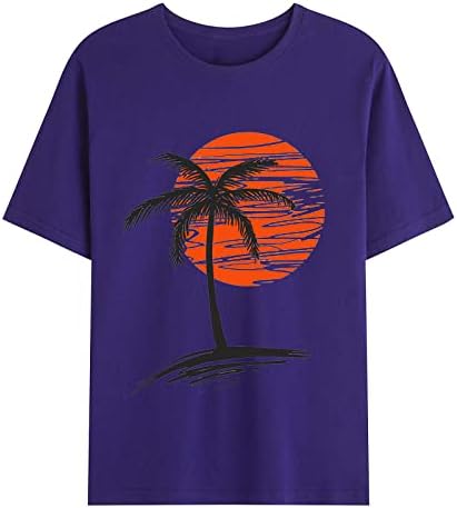 Camiseta para homens Casual Summer Manga curta Camiseta redonda de pescoço de moda de palmeira de