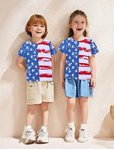 TBBCWWQY CRIANÇAS MENINOS 4º de julho Camisas Girls American Bandle American T-shirt