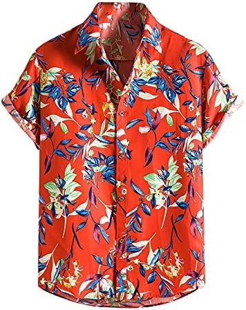 Camisa havaiana de flores masculinas de manga curta camisetas tropicais camisa aloha de férias de férias