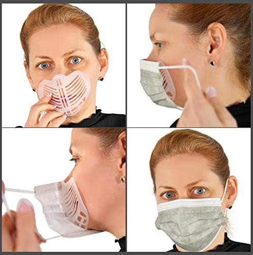 Suporte de máscara 3D home-x, suporte de máscara de rosto, quadro de suporte interno para máscara facial, inserções para máscaras, respirar mais fácil, protetor de batom, conjunto de 10, 4 ½ l x 3 ¼ w x 1 ½ h, branco