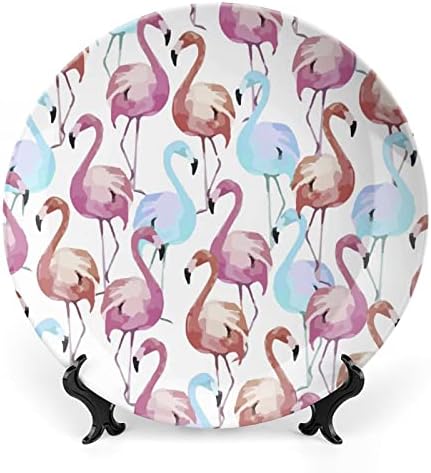 Placas decorativas de cerâmica de flamingo aquarela com ornamentos pendurados em china pendurada