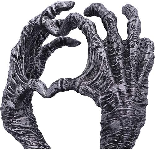 Nemesis agora gótico mumificado amor coração mãos joalheria titular, prata, 22cm