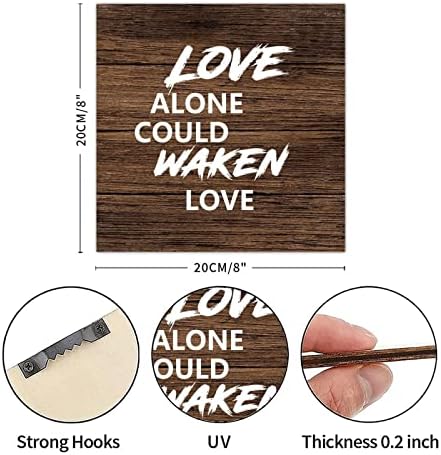 Tollyee Wood Sign com dizendo que o amor por si só poderia acordar Love Love Block Placa Bíblia Citação de madeira
