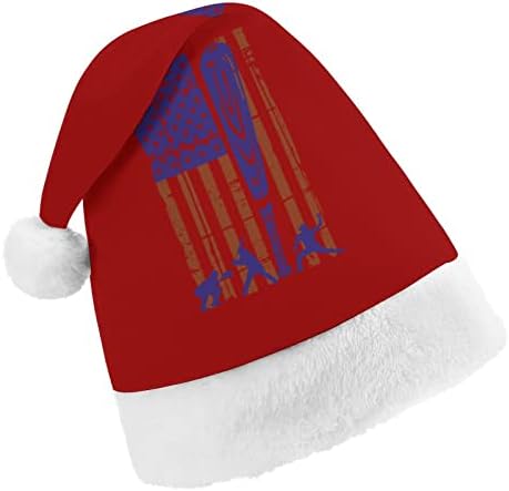 American Softball Bandle Grush Christmas Hat de chapéu travesso e bom Papai Noel com borda de pelúcia
