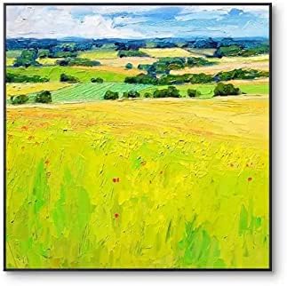 JFNISS ART 3D Pinturas de arte abstrata - pinturas a óleo sobre tela verde campo de trigo de trigo quadrado