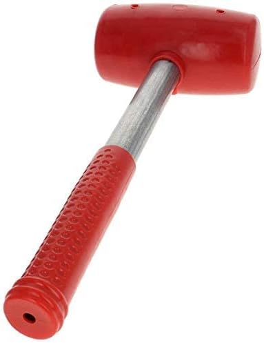 Bettomshin 35 onças martelo de borracha vermelha martelo com manípulo de tubo de aço inoxidável 1pcs