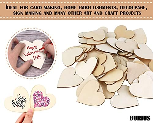 100 PCs pequenos corações de madeira para artesanato - tags de madeira de 3 '' para artesanato,