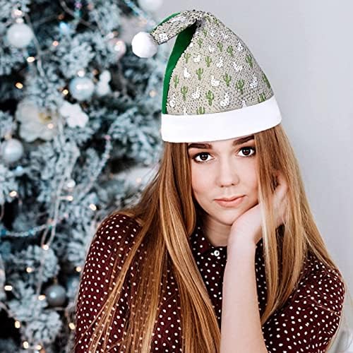 Cacto de lhama fofo chapéu de natal engraçado lantejoulas Papai Noel Hats para homens Mulheres Decorações