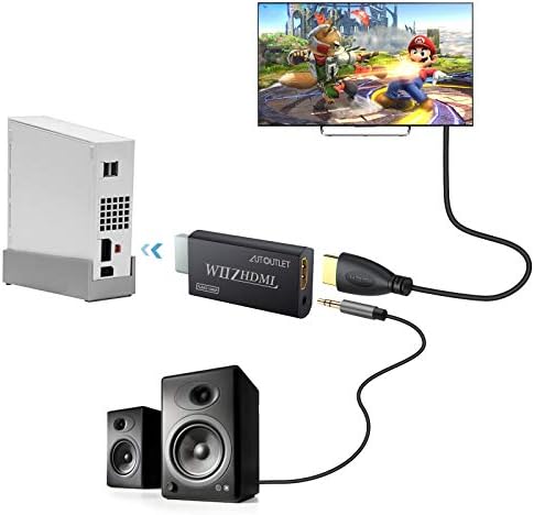 AUTOutlet Wii HDMI Converter Adaptador HDMI Suporte 720p 1080p Com 3,5 mm de adaptador de saída de vídeo de áudio hd compatível com Wii