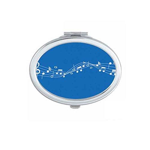 Música energética azul espelho de 5-le espelhado oval maquiagem de bolso de mão portátil
