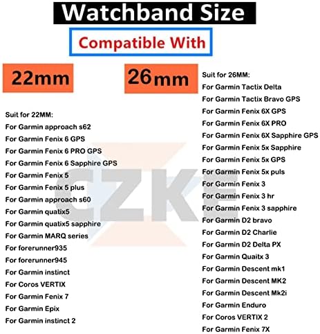 Czke para Garmin Quickfit Watch Band 26mm de nylon bandos de vigia de nylon