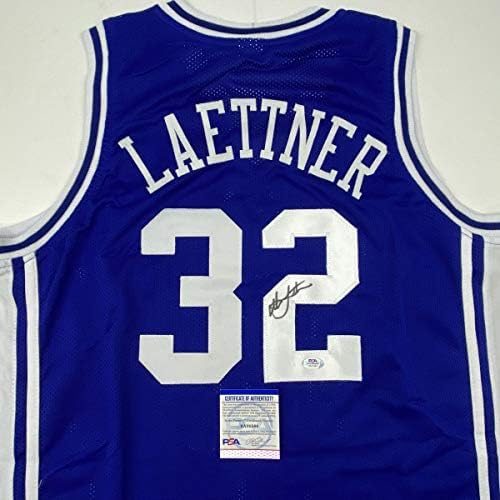 Christian Laettner autografado/assinado Duke The Shot Blue College Basketball Jersey PSA/DNA COA