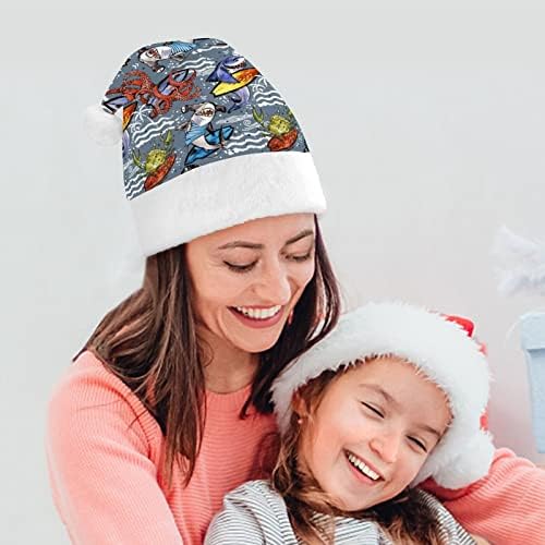 Subarco de tubarão vintage Surf Surf Hat Christmas Hat para Papai Noel para adultos unissex Comfort Classic