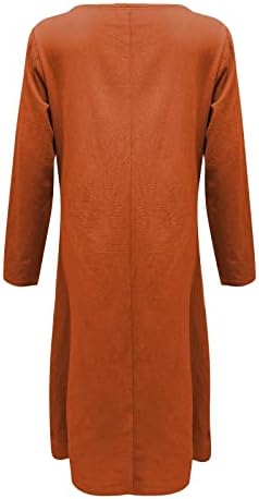 Vestido de linho de cutton feminino de amxyfbk vestido de bolso de bolso sólido de cor sólida