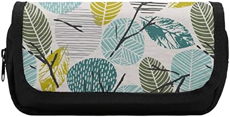 Abstract Art Art Tropical Folhas Bolsa de lápis Dupa camada de capa de capa de papelaria Bolsa