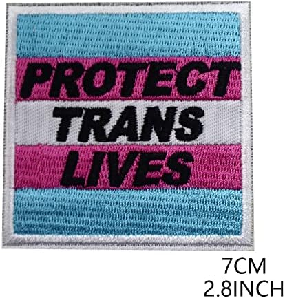 Protect Trans vidas slogan slogan rockabilly engraçado bordado ferro bordado em costura em patch rather