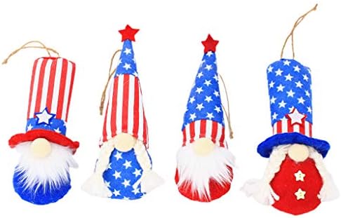 Gnomos patrióticos de 4pcs de esterose Ornamentos pendurados em 4 de julho Decoração de gnome