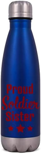 Elanze projeta orgulhoso soldado irmã de 17 onça azul aço inoxidável esportivo de água garrafa