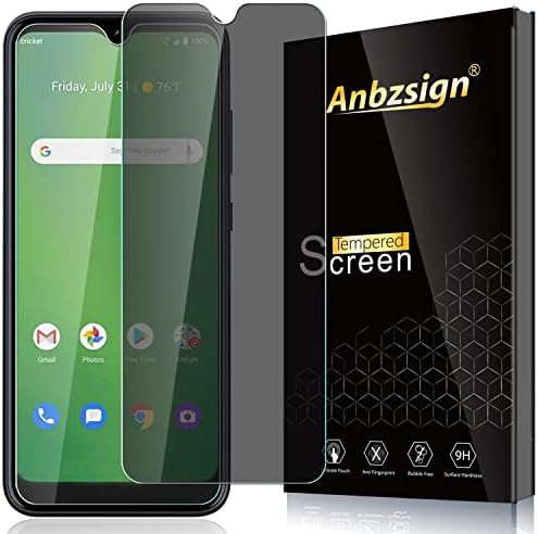 Anbzsign [2 pacote] ovação de críquete/AT&T Radiant Max Privacy Screen Protector, vidro anti-spy 9H Duridade temperada