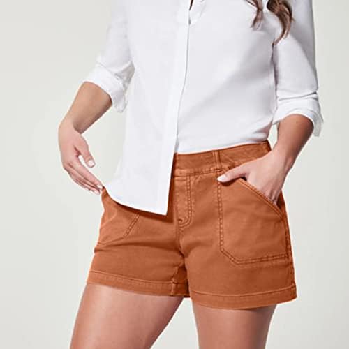 Shorts zlovhe para mulheres plus size, swort feminina swill swill bolsos laterais sem botão e nenhum zíper lisonjeiro ajuste