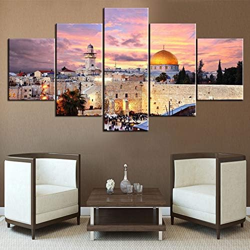 Jerusalem Poster impressões em tela 5 PCs/Multi painel Decoração de casa de arte para sala de estar pinturas