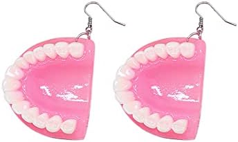 2Pairs Resina engraçada 3D Brinco de dente conjunto acrílico Exagerado Brincho de queda para mulheres