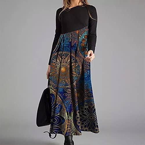 Vestido de ano novo nokmopo para mulheres outono e inverno casual fino de mangas compridas colorido