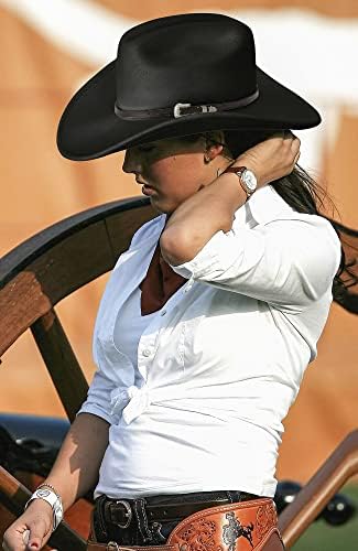 Uimlk Classic Feel Wide Brim Cowboy Western e chapéu de vaqueira com fivela para mulheres e homens
