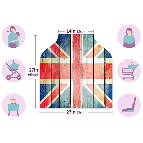 Capas de assento de carro para bebês Grã -Bretanha Bandeira de madeira uk Cover de enfermagem Cover de carrinho