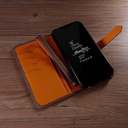 Hanatora] iPhone12 / iPhone12 Pro flip capa com suporte de cartão de couro genuíno capa de qualidade elegante de