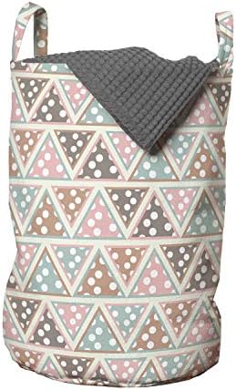 Bolsa de lavanderia abstrata de Ambesonne, triângulos pastel com Polka Dots Padrão Inspirações Bohemianas Design