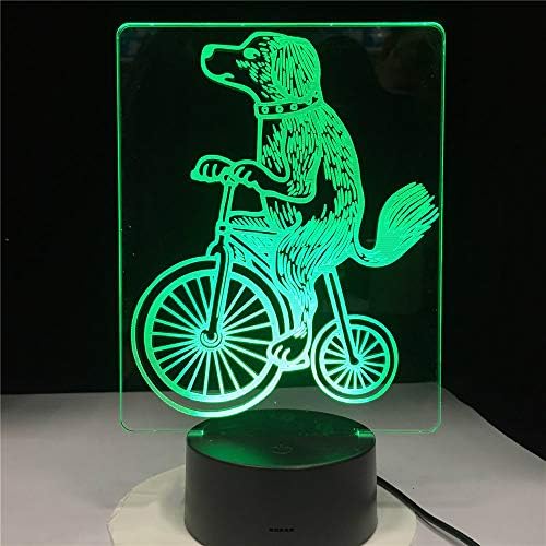 Jinnwell 3D Dog Bicycle Bike Night Lamp Lâmpada LED LED 7 Alteração do toque Touch Touch mesa de mesa Lâmpadas