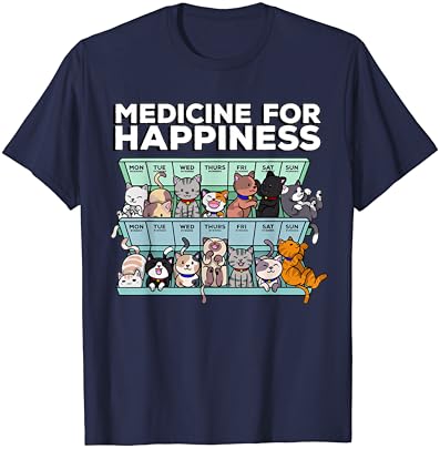Meu remédio para felicidade chamado gatos todos os dias gatas de gato camiseta