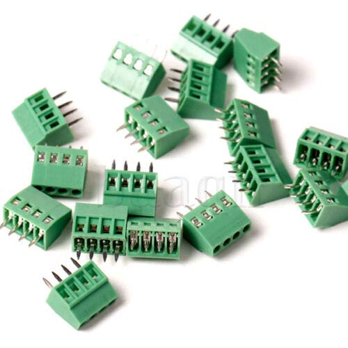 DBPARTS 10PCS 4 pinos de parafuso de parafuso de plug-in Connector de bloco de bloco 2,54mm 0,1 painel de inclinação