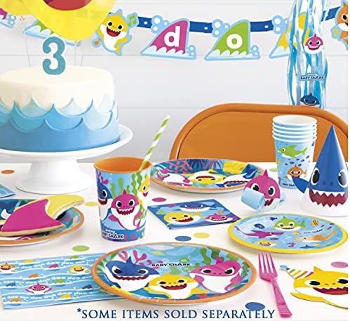 Conjunto de decorações de aniversário de tubarão bebê | Baby Shark Party Supplies | Para meninos e meninas