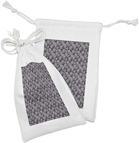 Conjunto de bolsas de tecido floral de Ambesonne de 2, conceito detalhado de buquês de hortênsia com folhas, saco de cordão pequeno para máscaras e favores de produtos de higiene pessoal, 9 x 6, taupe mauve