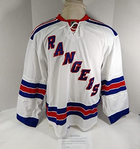 O jogo em branco do New York Rangers emitiu White Away Jersey Reebok 56 DP40493 - Jogo usado NHL Jerseys
