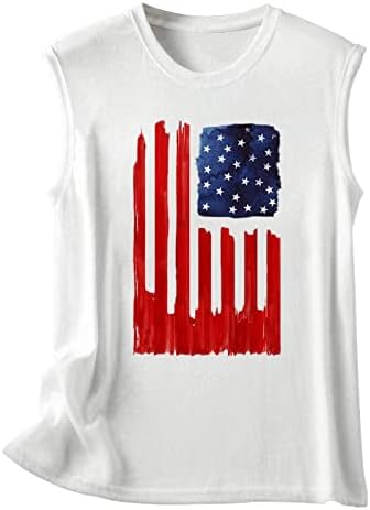 4 de julho Camisas para mulheres American Flag Summer Summer Sleesess O-Gobes Top Top Stars Stripes T-shirts