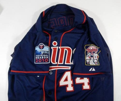 2010 Minnesota Twins Randy Flores 44 Game usou camisa da marinha na marinha