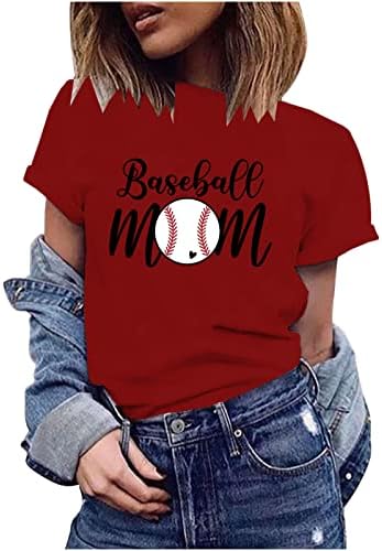 Camisa de mamãe de beisebol camisa feminina camisa de manga curta letra redonda imprimir camisetas básicas