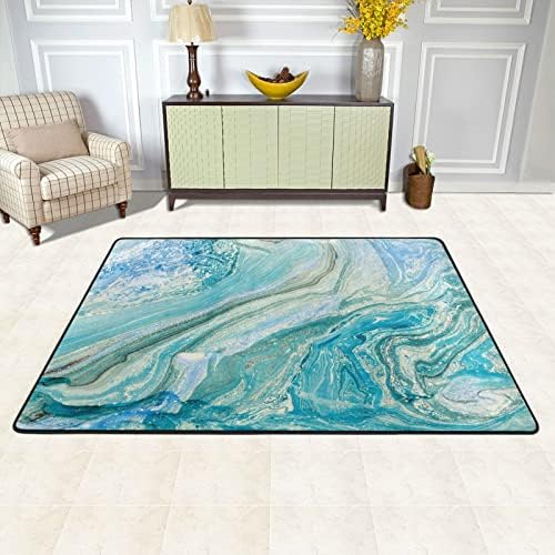 Grandes tapetes macios Blue Marlour Bursery Playmat Rug Floor Tapete para crianças Quarto da sala de estar Sala de estar 72 x 48 polegadas, tapete de decoração de casa