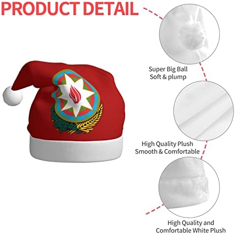 Zaltas emblema do chapéu de natal do Azerbaijão para adultos e confortáveis ​​chapéus de Papai Noel para materiais