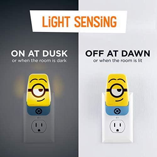 Minions: A ascensão da luz noturna led Gru, plug-in, anoitecer para Dawn Sensor, UL listado, brilho amarelo,