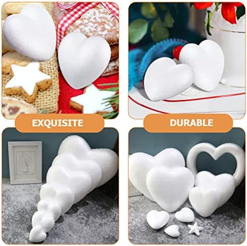 Stobok Craft Foam Hearts 12pcs em forma de coração Styrofoams Shapes poliestireno Bolas de espuma em branco diy