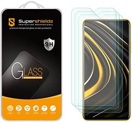 Supershieldz projetado para Xiaomi Poco M3 Protetor de tela de vidro temperado, anti -ratinho, bolhas sem bolhas