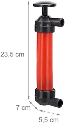 Relaxdays Manual Transfer Gasolina com 3 tubos/acessórios de bomba de ar, 7 x 5,5 x 23,5 cm, vermelho