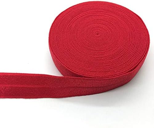 TTNDSTORE 5 jardas de 5/8 Red Multirole dobra sobre elastics spandex banda de cetim Diy Lace Costing Trim - Red
