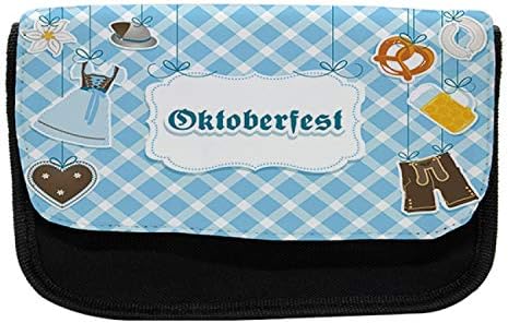 Caixa de lápis da Oktoberfest lunarable, vestido e chapéu dirndl, bolsa de lápis de caneta com zíper duplo, 8,5
