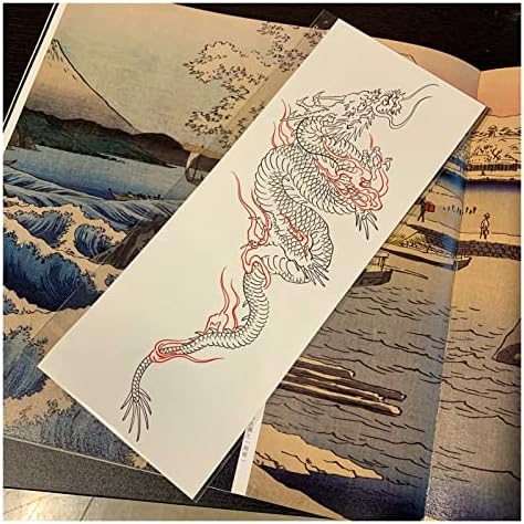 Tatuagens temporárias Tattoo temporário Tattoo Tattoo de estilo japonês estilo preto chama branca dragão